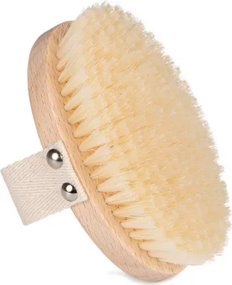 Produktbild von Habys Massagebürste für die Trockenmassage | 100 % natürliche, gebleichte Schweineborsten | Trockenbürste weich | für sanfte Pflege & Massage