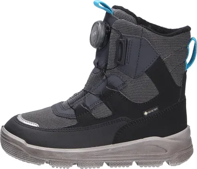 A side view of a single child's boot.
