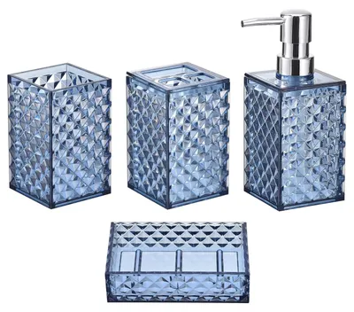 Immagine prodotto di Omgoods - Set da bagno da 4 pezzi con dispenser per sapone e porta spazzolini