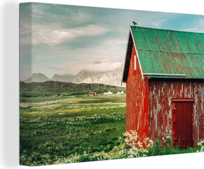 Produktbild von OneMillionCanvasses® - Leinwandbilder - 140x90 cm, Hütte auf den Lofoten, Wandbilder Kunstdruck Wanddekoration