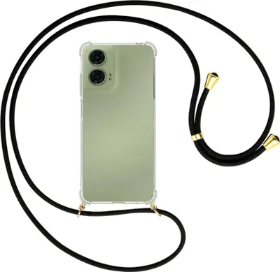 Produktbild von Handykette Backcover-Schutzhülle mit Band (Metall goldfarben) für Motorola Moto G24 - schwarz