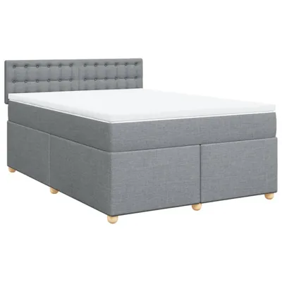 Produktbild von Boxspringbett mit Matratze Hellgrau 140x200 cm Stoff