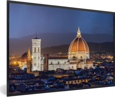 Produktbild von MuchoWow® Gerahmtes Poster Florenz - Kathedrale - Licht 90x60 cm - Poster mit Schwarzem Bilderrahmen Wandposter Rahmen Foto Bilder - Fotorahmen - Foto-Plakat