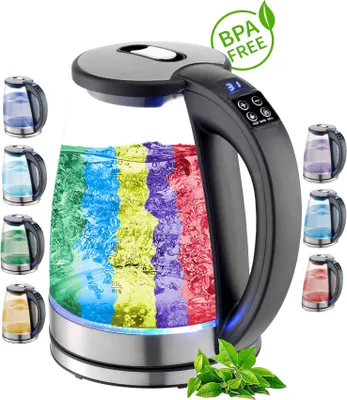Produktbild von Ecosa Glas Wasserkocher mit Temperatureinstellung | 40°C - 100°C | 1,8 L | 2200 Watt | LCD-Display | LED Beleuchtung | Hochwertiges Edelstahl