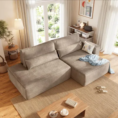 Produktbild von BroMARKT Ecksofa mit Schlaffunktion TIVIO 190x115 cm Schlafsofa mit Bettkasten Eckcouch Braun Rechts