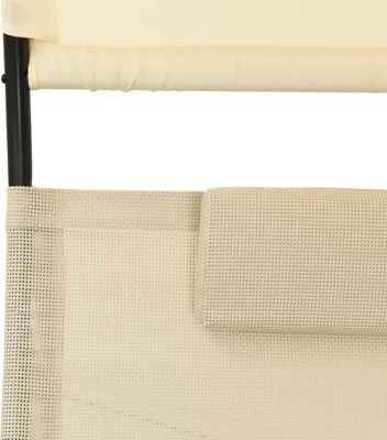 vidaXL Doppel-Sonnenliege mit Sonnendach Textilene Creme