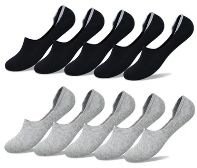 Obrázok produktu pre Nízke ponožky/ponožky pod topánky, nenápadné, 10 párov, uni, čierna/šedá, veľkosť 35-38