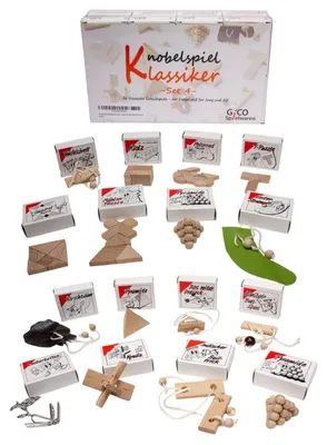 Produktbild von GICO Knobelspiel Klassiker Set 4 - 16 Geduldspiele in Geschenkverpackung - 2183