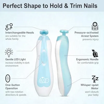 Baby Nageltrimmer 21 in 1 - Elektrischer Nagelknipser für Kinder mit LED Licht