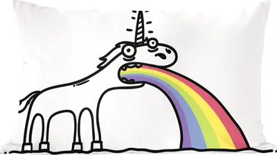 Produktbild von MuchoWow® Zierkissen Sofakissen Wohnzimmer Dekokissen 50x30 cm Eine Illustration eines Einhorns, das einen Regenbogen ausspuckt - Mädchen - Kinder - Kind - Wohnzimmerdekoration - Polster mit Photo