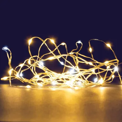 Lichtkette 10 m, 100 LEDs, warmweiß + Blinkeffekt, transparent