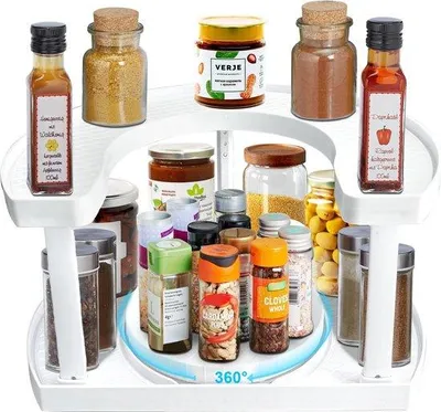 Produktbild von Drehbarer 2-stufiger Organizer, höhenverstellbar, für Küche, Schrank