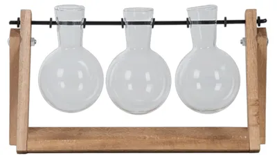Stecklingset-Holzrahmen-Glasvasen-Blumenhalter