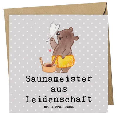 Produktbild von Mr. & Mrs. Panda Grußkarte Saunameister Leidenschaft - Grau Pastell - Geschenk, doppelkarte, Klappkarte, Glückwunschkarte, anlasskarte, faltkarte