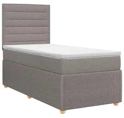 Image de vidaXL Lit boxspring avec matelas avec tête de lit taupe 90 x 190 cm Tissu