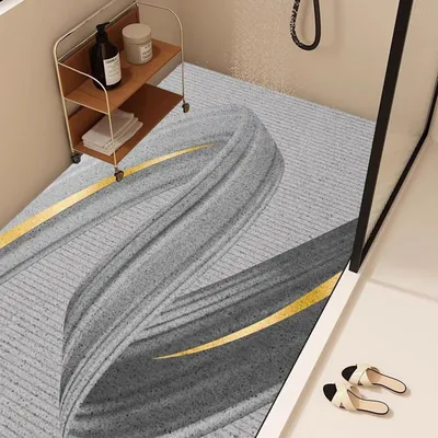 Image de Tapis de douche antidérapant, 130 x 160 cm, en loofah, avec trou de drainage