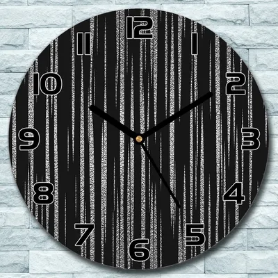 Produktbild von Wanduhr aus Glas Rund fi 30 Abstraktes Schwarz Quarz Deko Schlafzimmer Büro