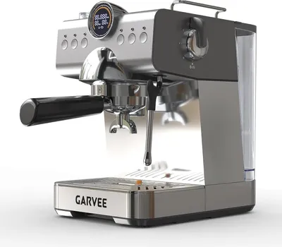 Produktbild von Kaffeemaschine - Halbautomatische Espressomaschine - 20 Bar - 1450 W - 1,5 L Wassertank - Milchaufschäumer - LED-Display - EU‑Stecker 220–230 V - Weiß
