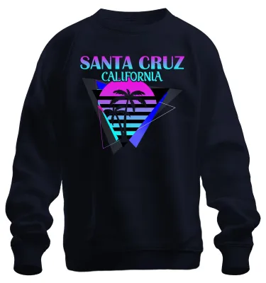Immagine prodotto di Santa Cruz California Palmen Sonne Vaporwave 80s Strand Surfen Felpa Unisex Pullover, Navy, L