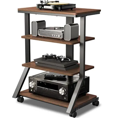 Produktbild von 5Rcom 4-stufiges Hi-Fi-Audio-Rack und -Ständer, Audio-Ständer, AV-Ständer, mobiler Ständer mit 54 kg Tragkraft