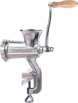 Produktbild von Porkert Fleischwolf manuell Größe 8 aus hochwertigem Gusseisen, für den Haushalt, mit Messer und Lochscheibe Ø 4,5 mm