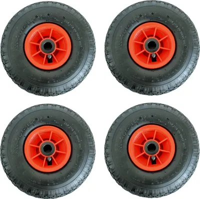 Produktbild von 4x Sackkarrenrad Luftrad 260x85 mm 3.00-4 75 mm zentrierte Nabe Ø 20 mm rot robustes 4 PR Gewebe
