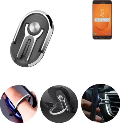 Produktbild von K-S-Trade 3in1 Smartphone-Ring Handy-Ring kompatibel mit Samsung Galaxy J7 Prime 2 Fingerhalterung  Handyring Tischständer Lüftungsgitter-Halterung