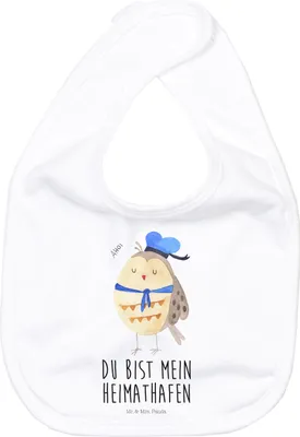 Produktbild von Mr. & Mrs. Panda Schlabberlatz Eule Matrose - Weiß - Geschenk, Freundin, Lätzchen Für Babys, Hochzeitstag, Ehe, Heimathafen, Babylätzchen, Baumwolle, Kinderlätzchen, Owl