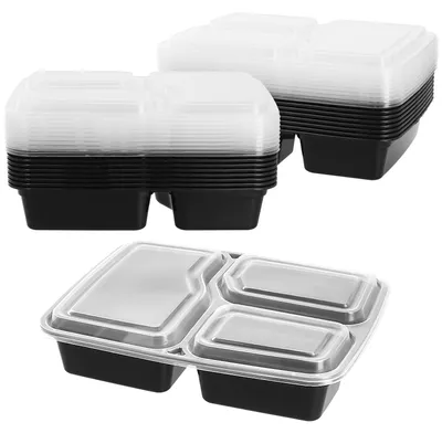 40er-Pack 3-Kammer-Lebensmittelbehälter, stapelbar, mikrowellengeeignet