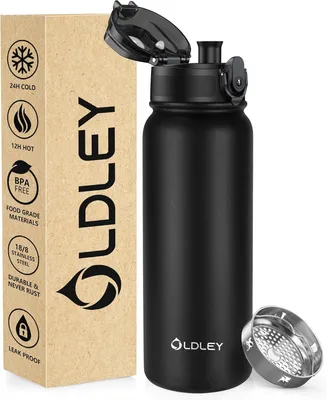 Image de Bouteille d'eau en acier inoxydable, 600 ml, à double paroi, étanche, sans BPA, idéale pour le sport