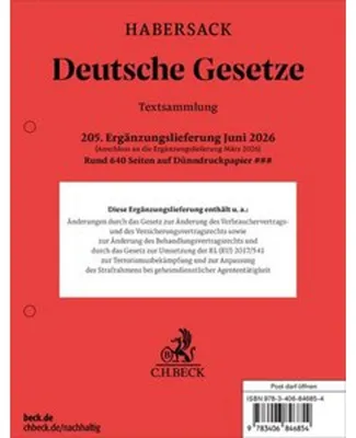 Produktbild von Deutsche Gesetze 205. Ergänzungslieferung
