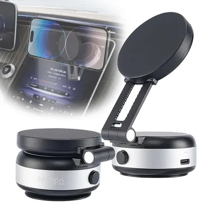 Produktbild von Ultra-Starker Magnetischer Smartphone-Halter mit elektrischem Vakuum-Saugnapf - Super Halt – Sicherer & mobiler Smartphone-Halter für Auto, Küche & Sc