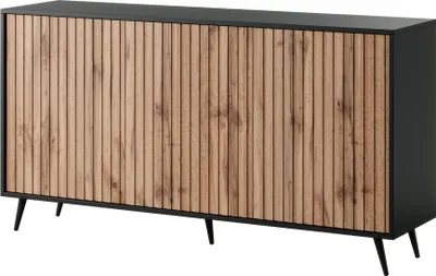 Obrázek produktu pro Selsey - Komoda Bello se žaluziovými dvířky 154 cm černá/dub botanický