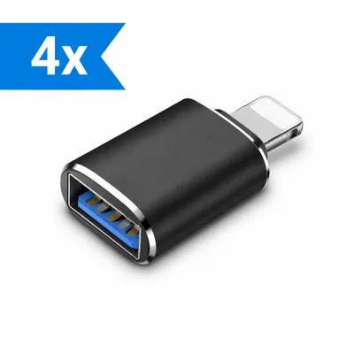 Produktbild von 4x USB-A auf Lightning Adapter – USB-A (Buchse) auf Lightning (Stecker) Konverter für Datenübertragung OTG für iPhone, iPad & iPod