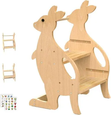 Image de Échelle coulissante en bois pour les enfants à partir de 1 an, réglable en hauteur, apprentissage de la propreté