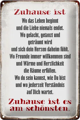 Produktbild von Blechschild Spruch 20x30cm Zuhause ist am schönsten