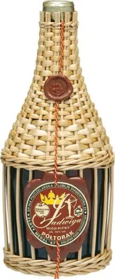 Produktbild von Jadwiga Poltorak Honig 0,75L in geflochtener Flasche (Jadwiga Eineinhalber 0,75L in geflochtener Flasche) | Met Honigwein Metwein Honigmet | 750 ml | 16% Alkohol | Apis | Geschenkidee | 18+