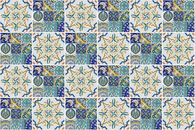 Produktbild von Fliesenaufkleber 15x15 cm – 24 Stück – Selbstklebend – Wasserfest – Pflegeleicht – Hitzebeständig – Für Küche & Bad – Retro-Vintage-Mosaik