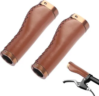 Produktbild von Ergonomische Kunstleder-Griffe braun 14cm Anti-Rutsch