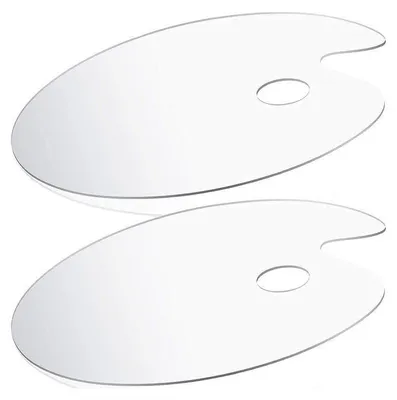 Produktbild von 2 Stück Mischpalette Stücke Mischpaletten für Ölfarben Acryl Transparent Oval Art Palette mit Griffloch für DIY Kunst Malerei
