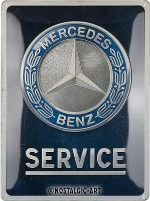 Image de Nostalgic-Art - Panneau métallique 30 x 40 cm - Mercedes-Benz - Emblème de service bleu