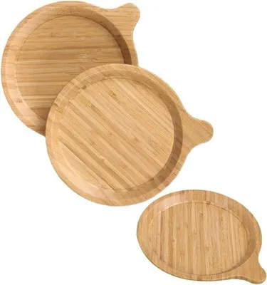 Produktbild von Bambus Tischsets - recycelbare Holzböden - Natur-Tablettenservice - Bambus Tafelgeschirr - 8 Zoll - 3 Stück