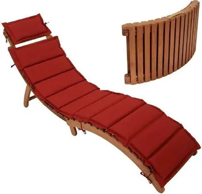 Produktbild von Ergonomische Gartenliege, Sonnenliege Akazie mit Polsterauflage