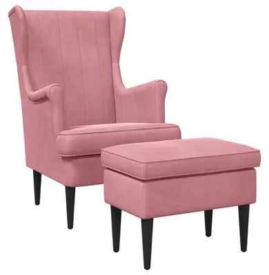 Image de vidaXL : 2 fauteuils avec repose-pieds, en velours rose