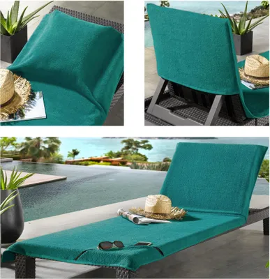 Zdjęcie produktu dla Ręcznik plażowy Sunly 80 x 200 cm, turkusowy, bawełna frotte 400 g/m², kieszeń zapinana na zamek błyskawiczny