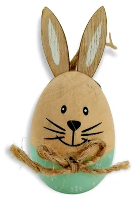 Produktbild von Holz Hase Ei mit Ohren mintgrün 3,5 x 7 cm Deko-Hänger