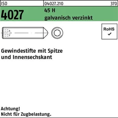 Produktbild von Reyher  Gewindestifte ISO 4027 45 H M 5x10 galv. vz (1000 Stück)