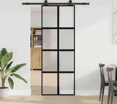 Immagine prodotto di Porta Scorrevole Ferramenta 76x205 cm Vetro Temperato Alluminio