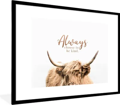 Produktbild von MuchoWow® Gerahmtes Poster Schottischer Highlander - Zitate - Tier 80x60 cm - Poster mit Schwarzem Bilderrahmen Wandposter Rahmen Foto Bilder - Schlafzimmer-Dekorationen - Fotoposter