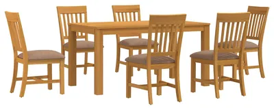 Image de Ensemble de salle à manger vidaXL, 7 pièces, gris, bois massif chêne